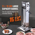 Sausage Stuffer 7L Vertical Dual-Speed 304 Stainless Steel 5 Tubes