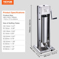 Sausage Stuffer 7L Vertical Dual-Speed 304 Stainless Steel 5 Tubes
