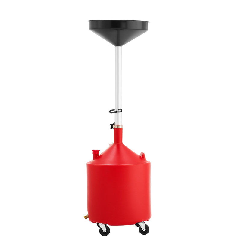 68L Waste Oil Drain Tank Portable Fluid Drainer with Wheels Red