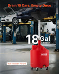 68L Waste Oil Drain Tank Portable Fluid Drainer with Wheels Red