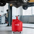 68L Waste Oil Drain Tank Portable Fluid Drainer with Wheels Red