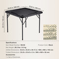 Mahjong Table, Square 4 Player Folding Card Table with 4 Cup Holders & 4 Chip Trays, Portable Domino Game Table with 1 Set of Dominoes for Mahjong Poke Puzzles, 90 x 90-inch, Black