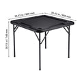 Mahjong Table, Square 4 Player Folding Card Table with 4 Cup Holders & 4 Chip Trays, Portable Domino Game Table with 1 Set of Dominoes for Mahjong Poke Puzzles, 90 x 90-inch, Black