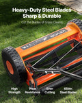 Push Reel Lawn Mower 35cm 5 Blade Manual Grass Catcher 15-45mm