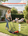 Push Reel Lawn Mower 35cm 5 Blade Manual Grass Catcher 15-45mm
