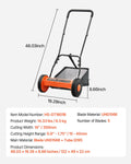 Push Reel Lawn Mower 35cm 5 Blade Manual Grass Catcher 15-45mm