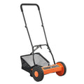Push Reel Lawn Mower 35 cm, 5 Blades Manual Push Mower No Motor, 15-45 mm Adjustable Cutting Height, Walk-Behind Lawn Mowers with Grass Catcher Bag for Green Lawns, Driveways, Courtyards