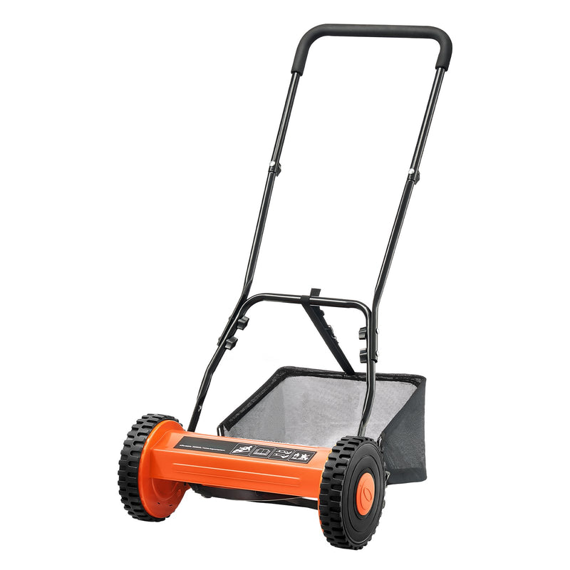 Push Reel Lawn Mower 40cm 5-Blade Adjustable Grass Catcher