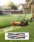 Push Reel Lawn Mower 40cm 5-Blade Adjustable Grass Catcher