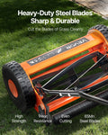 Push Reel Lawn Mower 40cm 5-Blade Adjustable Grass Catcher