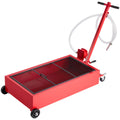 Oil Drain Pan 75.7L Capacity Manual Pump 2.2m Hose Red