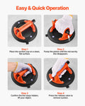 Vacuum Glass Lifter 203mm 180kg 2-Pack Tile Granite Suction Cup Tool