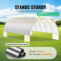Walk-in Tunnel Greenhouse, 19.4x9.7x6.5 ft Hoop House Greenhouse Tunnel, Plant Hot House with Galvanized Steel Frame, White PE Cover, Roll-up Zipper Door and 12 Windows for Outdoor