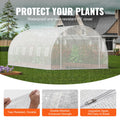 Tunnel Greenhouse 19.4x9.7x6.5ft Hoop House White PE Cover Roll-up Door