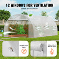 Tunnel Greenhouse 19.4x9.7x6.5ft Hoop House White PE Cover Roll-up Door