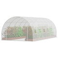 Tunnel Greenhouse 19.4x9.7x6.5ft Hoop House White PE Cover Roll-up Door