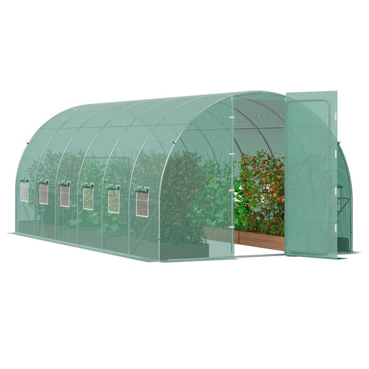 Walk-in Tunnel Greenhouse 19.4x9.7x7.4ft Steel Frame PE Cover