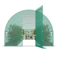 Walk-in Tunnel Greenhouse, 19.4x9.7x7.4 ft Hoop House Greenhouse Tunnel, Plant Hot House with Galvanized Steel Frame, Green PE Cover, Swing Door and 12 Roll-up Windows for Outdoor