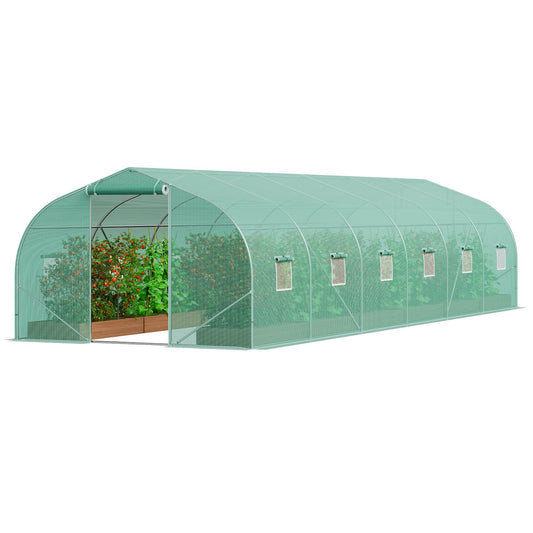 Greenhouse Tunnel 29.5x9.8x6.6ft Hoop House Peaked Roof Galvanised Steel