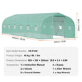 Greenhouse Tunnel 29.5x9.8x6.6ft Hoop House Peaked Roof Galvanised Steel