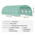 Walk-in Tunnel Greenhouse 29.2x9.7x6.5ft Galvanized Frame PE Cover Green