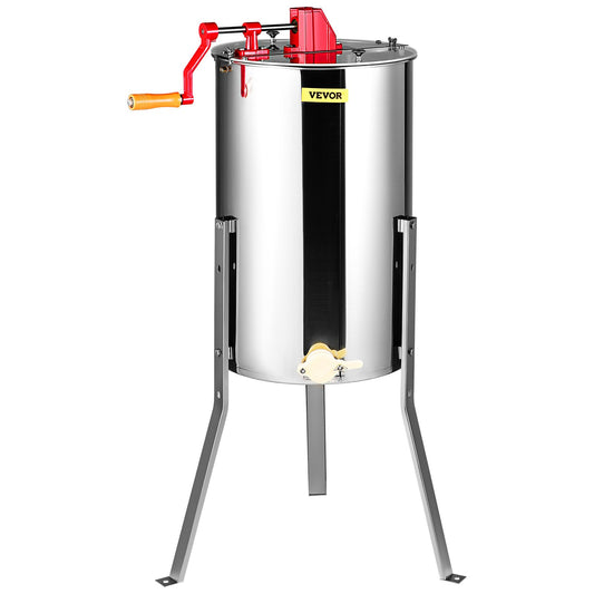 Manual Honey Extractor, 2/4 Frames Honey Spinner Extractor, Stainless Steel Beekeeping Extraction, Honeycomb Drum Spinner with Lid, Apiary Centrifuge Equipment with Height Adjustable Stand