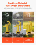 Hand Pitcher Water Pump Cast Iron 25ft Lift Yellow Antique Garden