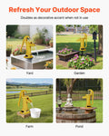Hand Pitcher Water Pump Cast Iron 25ft Lift Yellow Antique Garden