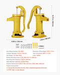 Hand Pitcher Water Pump Cast Iron 25ft Lift Yellow Antique Garden