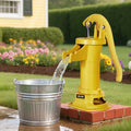Hand Pitcher Water Pump Cast Iron 25ft Lift Yellow Antique Garden