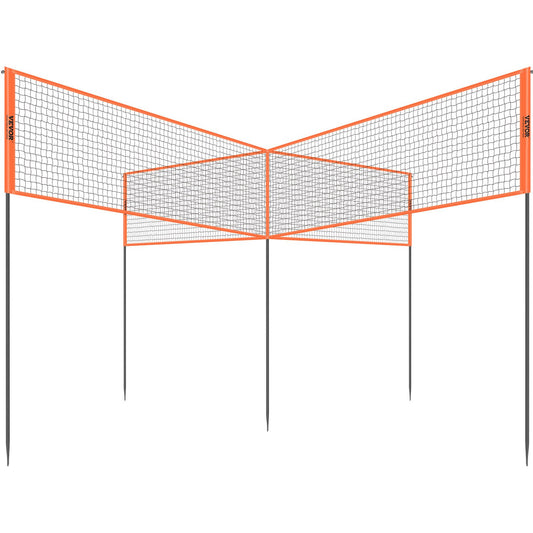 4-Way Volleyball Net Badminton Set Adjustable Height Portable