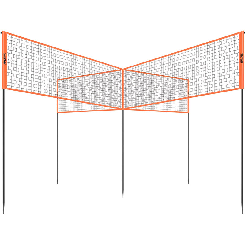 4-Way Volleyball Net Badminton Set Adjustable Height Portable