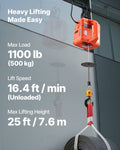 500kg Electric Hoist Winch 1500W 7.6m Lifting Height Remote Control