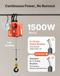 500kg Electric Hoist Winch 1500W 7.6m Lifting Height Remote Control