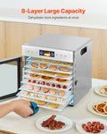 Food Dehydrator 8 Trays 400W Stainless Steel Electric Dryer