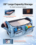 Dance Bag with Garment Rack Rolling Duffel Wheels USB Port Blue