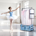 Dance Bag with Garment Rack Rolling Duffel Wheels USB Port Blue