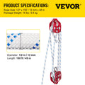 Twin Sheave Block Tackle 1.27cm 6096cm 3495kg Double Pulley