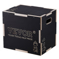 Plyometric Jump Box 3 in 1 16/14/12 Inch Wooden Black Fitness