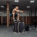 Plyometric Jump Box 3 in 1 16/14/12 Inch Wooden Black Fitness