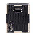 Plyometric Jump Box 3 in 1 16/14/12 Inch Wooden Black Fitness