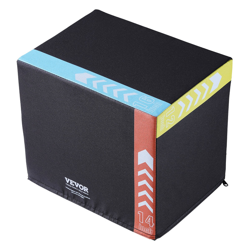 Plyometric Jump Box 3-in-1 16/14/12 Inch Black Home Gym Training