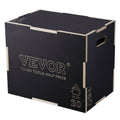 Plyometric Jump Box 24/20/16 Inch 3 in 1 Wooden Plyo Black