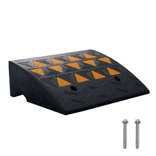 Rubber Curb Ramp 15.2 cm Rise Height Sidewalk Curb Ramp, 37 cm Width 49.1 cm Length Driveway Ramp for Curb, 15T Heavy Duty Rubber Ramp for Forklifts, Trucks, Buses, Cars, Wheelchairs, Bikes
