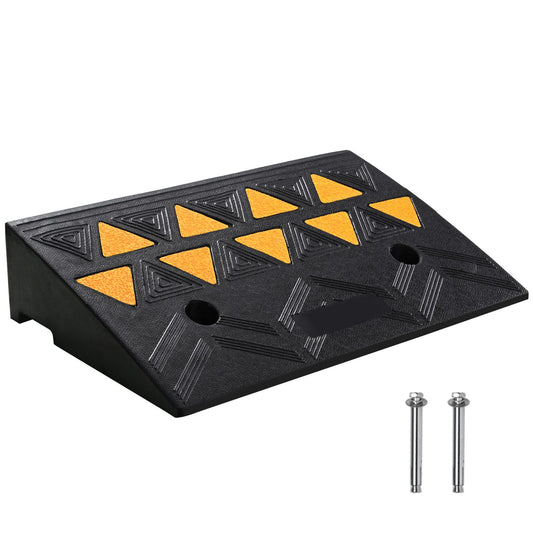 Rubber Curb Ramp 10.8 cm Rise Height Sidewalk Curb Ramp, 30 cm Width 50 cm Length Driveway Ramp for Curb, 15T Heavy Duty Rubber Ramp for Forklifts, Trucks, Buses, Cars, Wheelchairs, Bikes