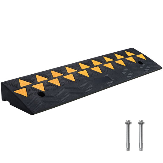 Rubber Curb Ramp 9.4 cm Rise Height Sidewalk Curb Ramp, 25 cm Width 100 cm Length Driveway Ramp for Curb, 15T Heavy Duty Rubber Ramp for Forklifts, Trucks, Buses, Cars, Wheelchairs, Bikes