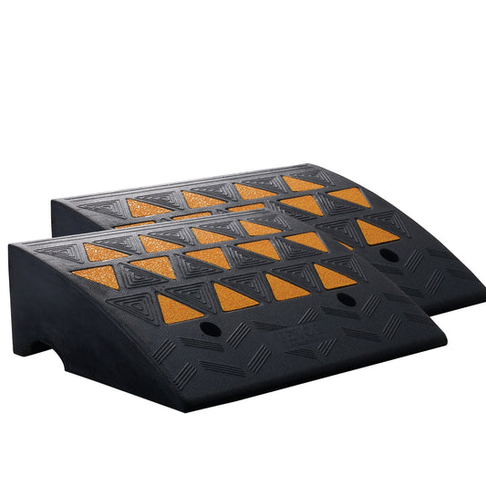 Rubber Curb Ramp 2 Pack, 15.2 cm Rise Height Heavy-Duty 15 tons Load Capacity Threshold Ramps, Driveway Ramps with Stable Grid Structure for Cars, Wheelchairs, Bikes, Motorcycles