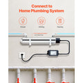 UV Water Purifier, 12W 1GPM, 220V Versatile Ultraviolet Water Purifier Filter with Stainless Steel Housing, Whole House UV Water Filter with Quartz Sleeve Fit for Shower/Drinking/Cleaning