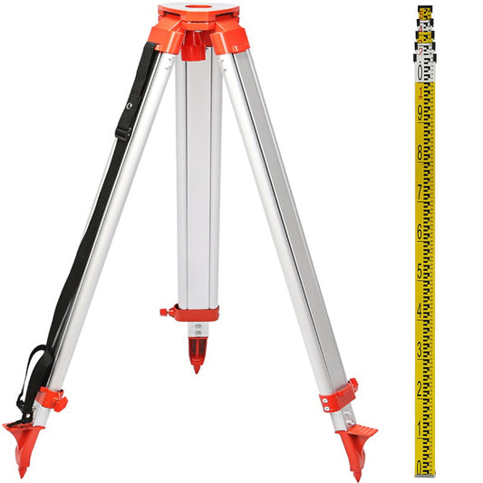Aluminum Tripod 1.65m + 5m Staff Rotary Laser Level Kit