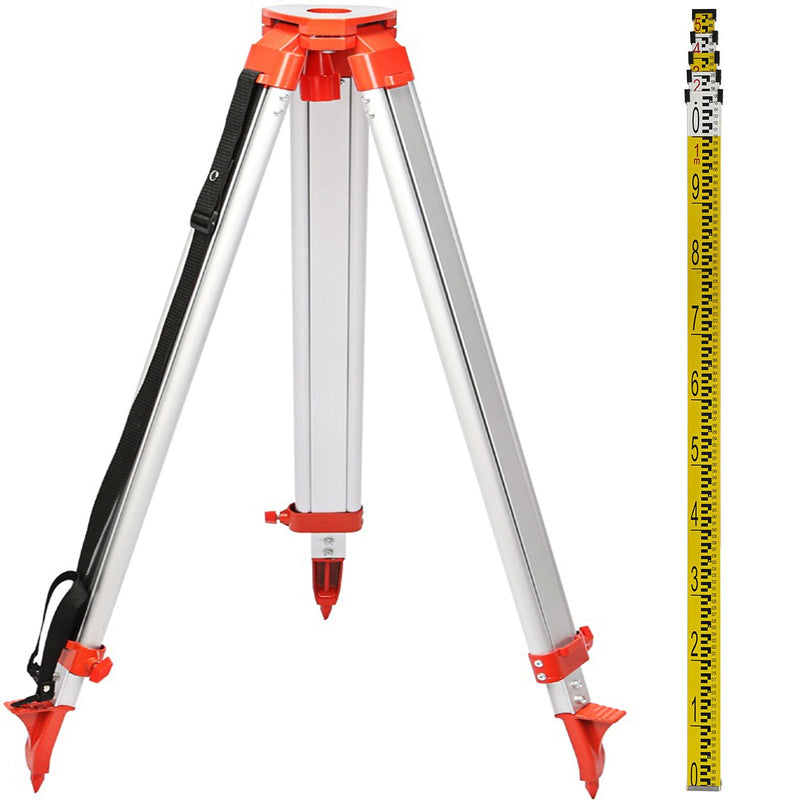 Aluminum Tripod 1.65m + 5m Staff Rotary Laser Level Kit